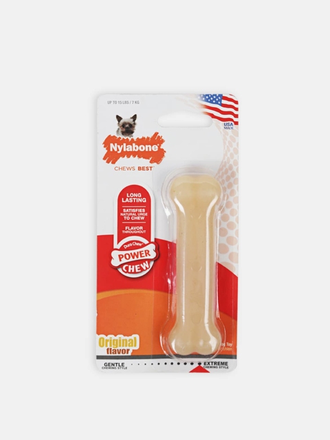 

Nylabone Beige Solid Power Peanut Butter Flavour Chew Bone Dog Toy