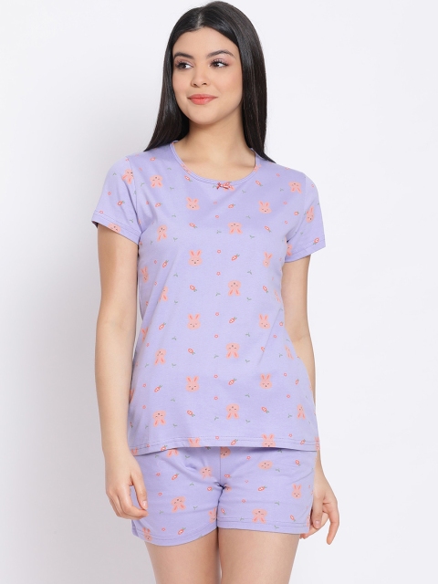 

Kanvin Women Violet & Orange Printed Night Suit