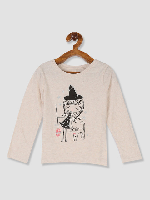 

GAP Girls Beige Printed Round Neck T-shirt