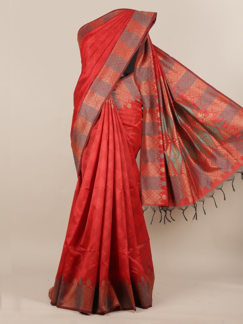 

Pothys Red Woven Design Jute Silk Saree