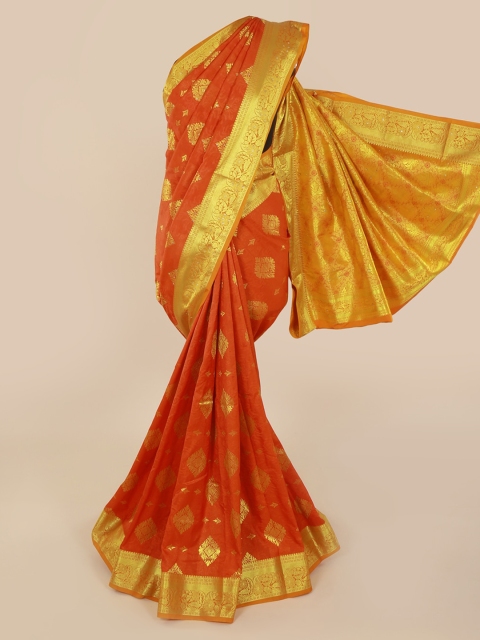 

Pothys Orange Woven Design Art Silk Saree