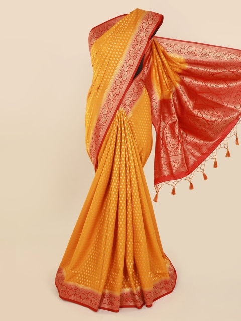 

Pothys Mustard Yellow Woven Design Pure Silk Saree