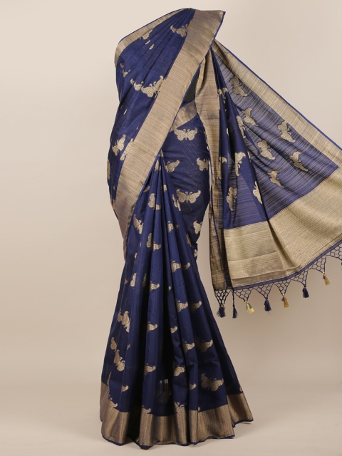 

Pothys Navy Blue Woven Design Jute Silk Saree