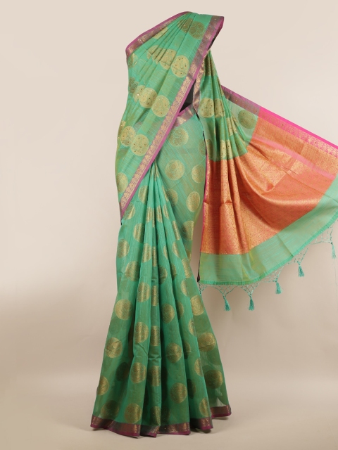 

Pothys Green Woven Design Cotton Blend Saree