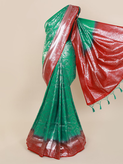 

Pothys Green & Red Pure Silk Woven Design Banarasi Saree