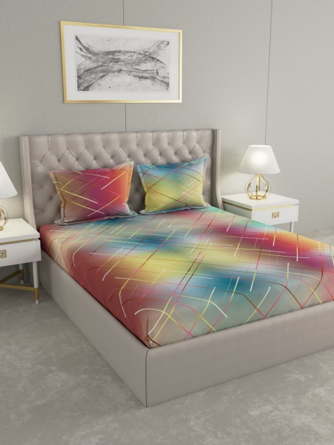 

Raymond Home Grey & Brown Abstract 300 TC Cotton 1 King Bedsheet with 2 Pillow Covers
