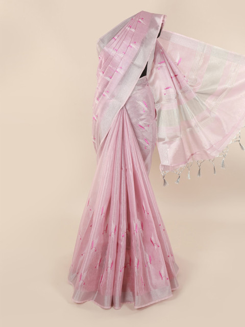

Pothys Pink Solid Cotton Blend Saree