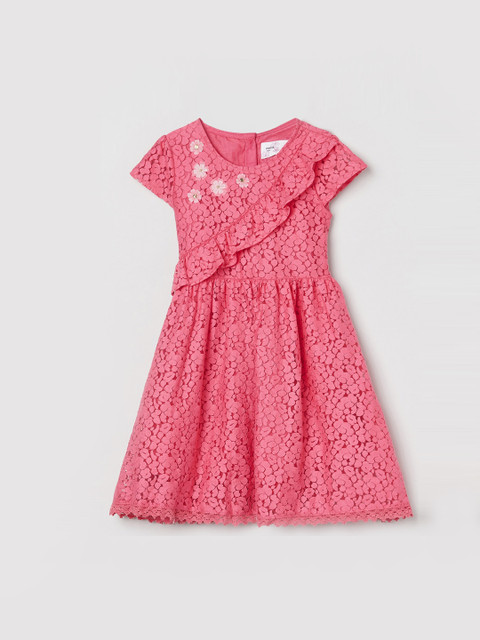 

max Girls Pink Self Design Fit and Flare Dress