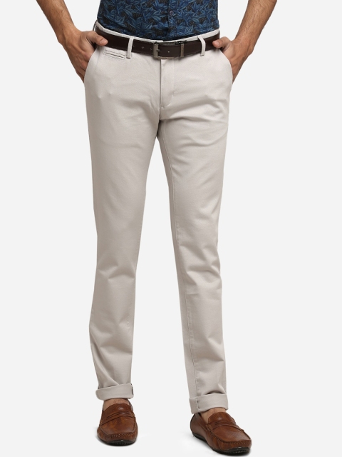 

Greenfibre Men Off-White Slim Fit Solid Regular Trousers
