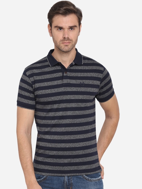 

Greenfibre Men Blue Striped Polo Collar T-shirt