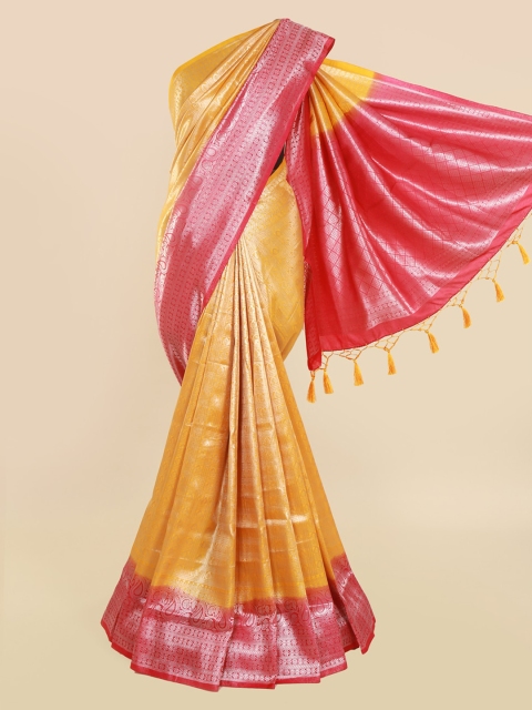 

Pothys Mustard & Pink Pure Silk Woven Design Saree