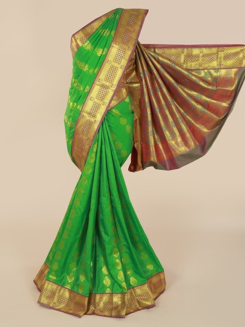 

Pothys Green Woven Design Art Silk Saree With Zari Border