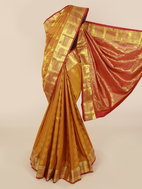 

Pothys Mustard & Gold-Toned Art Silk Woven Design Saree With Zari Border