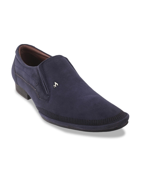 

Metro Men Navy Blue Solid Leather Formal Slip-Ons