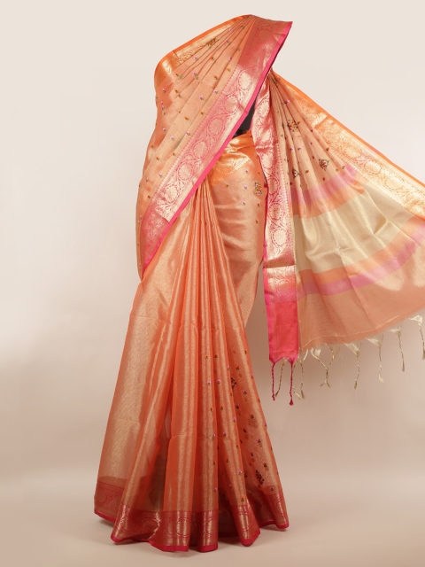 

Pothys Orange Woven Design Tissue Saree