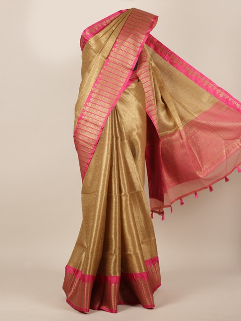 

Pothys Cream-Coloured Woven Design Jute Silk Saree