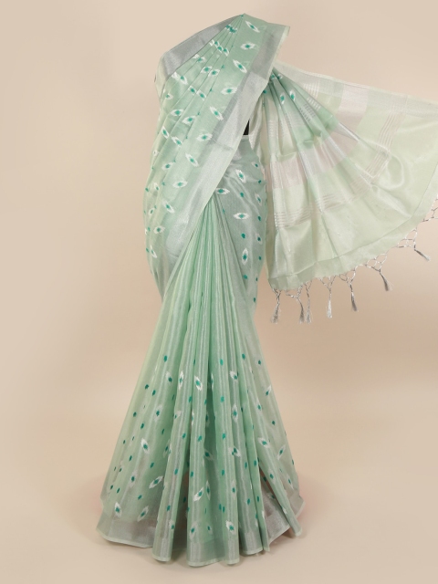 

Pothys Green Printed Cotton Blend Saree