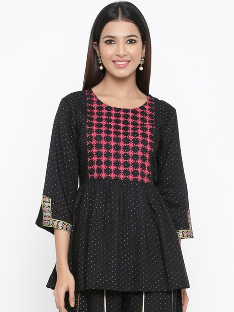 

Juniper Women Black & Pink Printed Tunic
