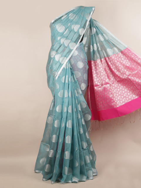 

Pothys Blue Woven Design Cotton Blend Saree
