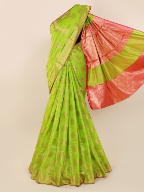 

Pothys Green Striped Cotton Blend Saree