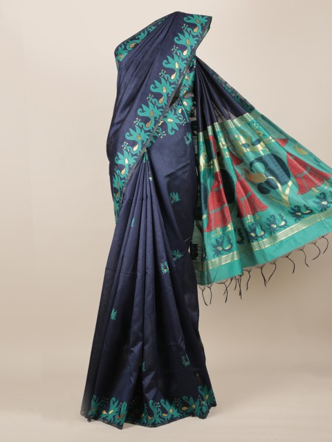 

Pothys Navy Blue Woven Design Jute Silk Saree
