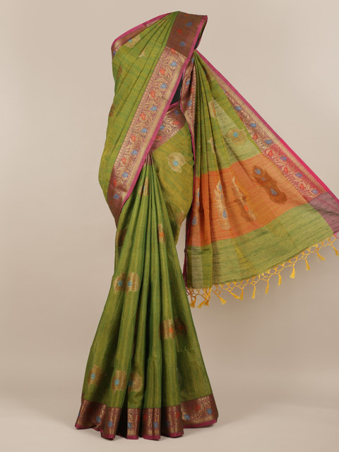 

Pothys Green Woven Design Cotton Blend Saree