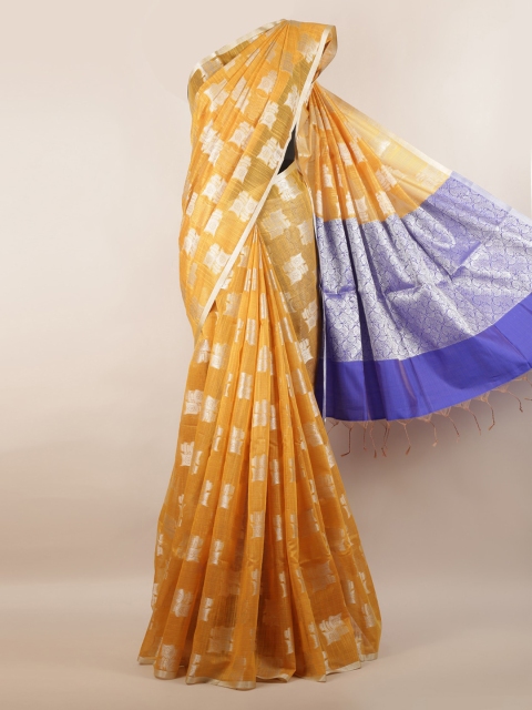 

Pothys Mustard Woven Design Cotton Blend Saree
