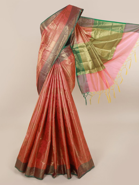 

Pothys Peach-Coloured Woven Design Cotton Blend Saree