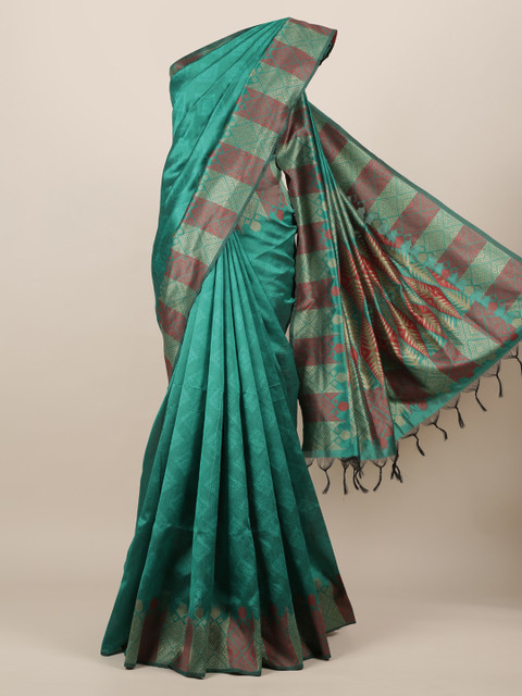 

Pothys Green Woven Design Jute Silk Saree