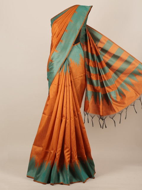 

Pothys Orange Solid Jute Silk Saree