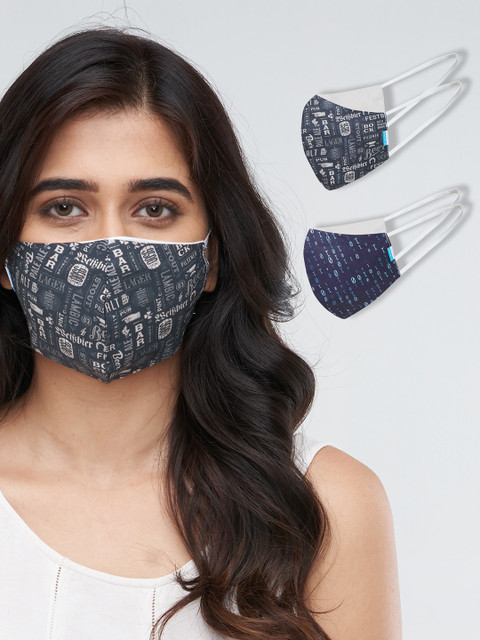 

Welspun Unisex Pack of 2 Printed 2-Ply Protective Outdoor Masks, Black