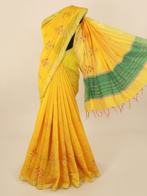 

Pothys Yellow Woven Design Pure Cotton Saree