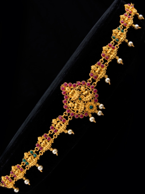 

Alankruthi Gold Plated Pink & Green Stone Studded & Beaded Lakshmi Kamarband