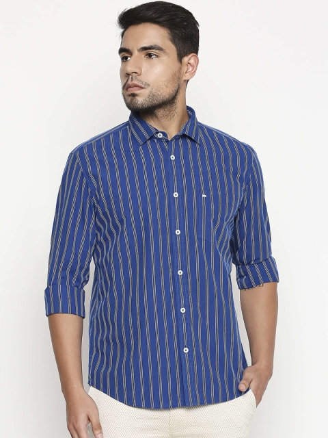 

Basics Men Blue Slim Fit Striped Casual Shirt