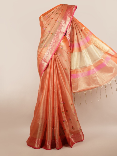 

Pothys Orange Woven Design Tissue Saree