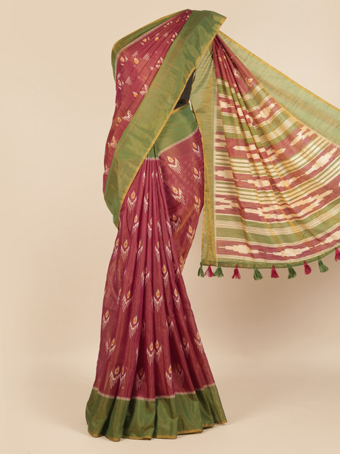 

Pothys Maroon Woven Design Jute Silk Saree