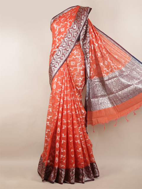 

Pothys Orange Woven Design Cotton Blend Saree