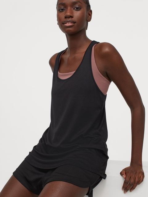 

H&M Women Black Solid Sports vest top