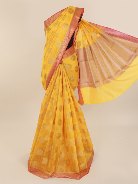 

Pothys Yellow Woven Design Cotton Blend Saree