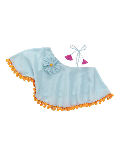 

The Magic Wand Blue Cape Sleeves Crepe Top