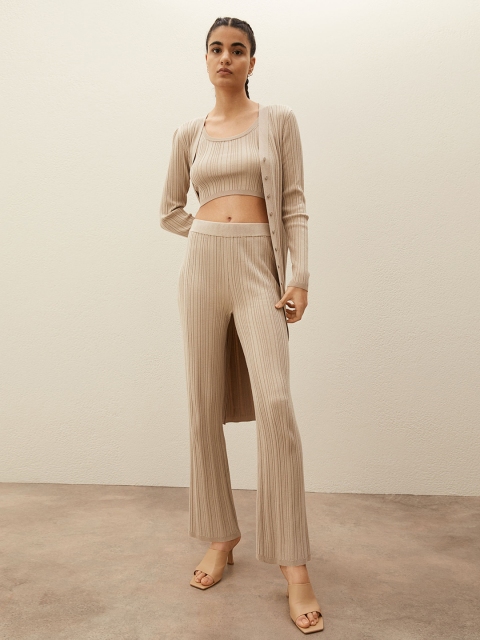 

H&M Women Beige Solid Long Cardigan