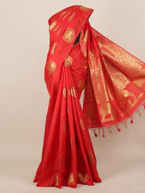 Pothys Red Woven Design Jute Silk Saree