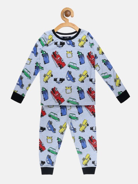 

Lazy Shark Boys Blue & Black Printed Night Suit LSTF0551-23