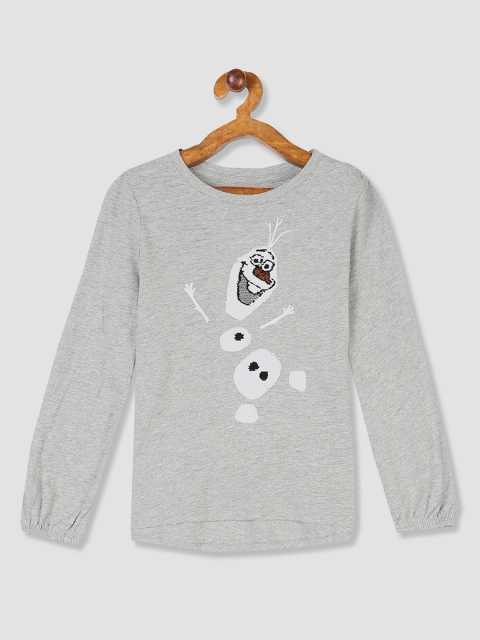 

GAP Girls Grey Disney Frozen 2 Sequined Round Neck T-shirt
