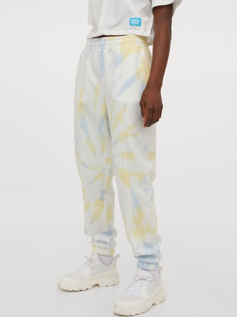 

H&M Women White & Blue Printed Joggers