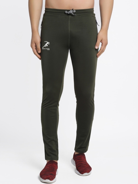 

GRACIT Men Olive Green Slim-Fit Cross Country Club Printed Track Pant