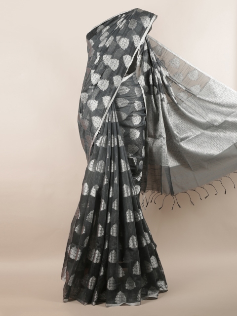 

Pothys Grey & Silver-Toned Cotton Blend Woven Design Saree