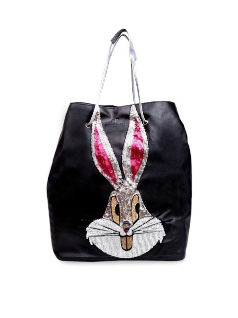 

Pink Potato Black Embellished Tote Bag