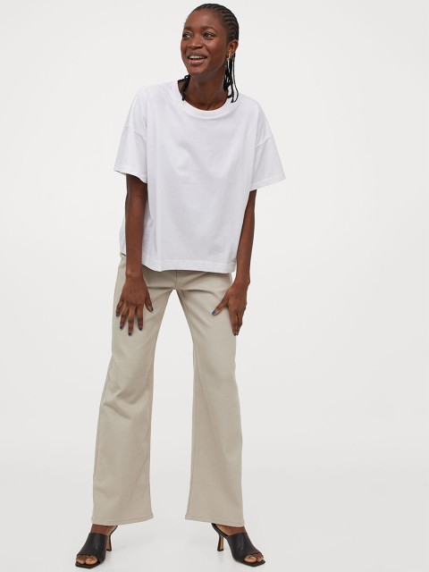 

H&M Women White Solid Straight-style T-shirt