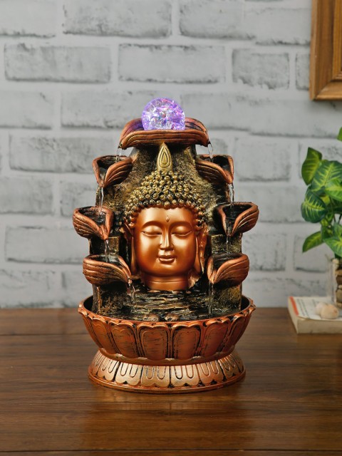 

House Of Accessories Brown & Copper-Toned Buddha Water Fountain With LED Light